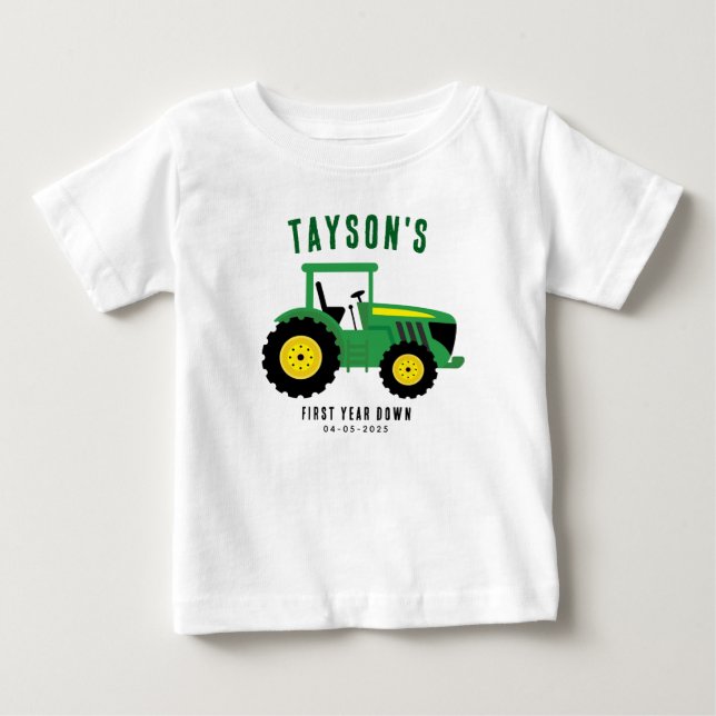 Camiseta De Bebé Cumpleaños 1 de Star Tu Tractor | Tema de Granja (Anverso)