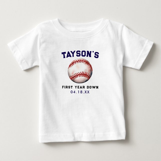 Camiseta De Bebé Cumpleaños 1er año de béisbol (Anverso)
