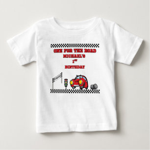 Camiseta De Bebé Cumpleaños 1er niño coche de carreras blanco fiest
