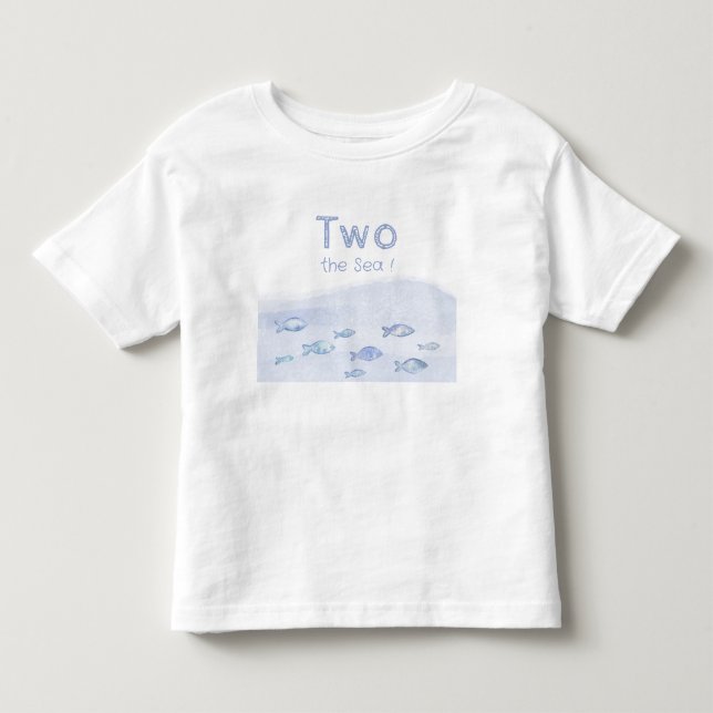Camiseta De Bebé Cumpleaños 2º del pez del mar azul  (Anverso)