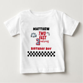 Camiseta De Bebé Cumpleaños 2º niño coche de carreras Dos rápidos 