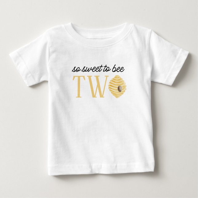 Camiseta De Bebé Cumpleaños 2 de Abeja Dulce a Abeja Dos (Anverso)