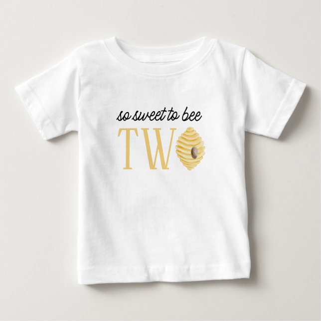Camiseta De Bebé Cumpleaños 2 de Abeja Dulce de ser dos (Anverso)