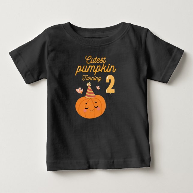 Camiseta De Bebé Cumpleaños 2 de Calabaza Adorable (Anverso)