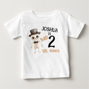 Camiseta De Bebé Cumpleaños 2 Halloween Brown Bad Two The Bone