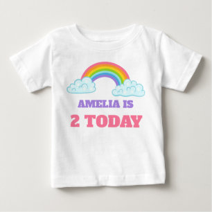 Camiseta De Bebé Cumpleaños 2do adorable de arcoíris para niños peq