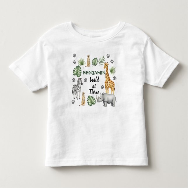 Camiseta De Bebé Cumpleaños 3 de Animal del Jungla Lindo (Anverso)
