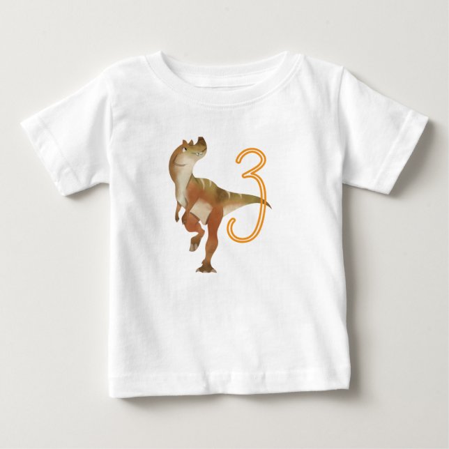 Camiseta De Bebé Cumpleaños 3 de Dinosaurio      (Anverso)