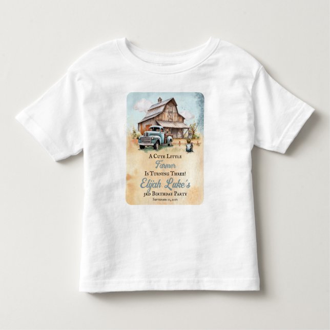 Camiseta De Bebé Cumpleaños 3 de un pequeño granjero lindo (Anverso)