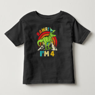 Camiseta De Bebé Cumpleaños 4 Dinosaurio T Rex Rawr Tengo 4 Para Ni