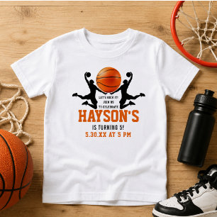 Camiseta De Bebé Cumpleaños 5 años Chico Balón de Baloncesto Naranj