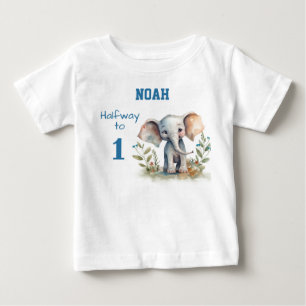 Camiseta De Bebé Cumpleaños 6 meses Elefante