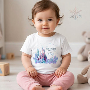 Camiseta De Bebé Cumpleaños animado Frozen Castillo Cumpleaños prim