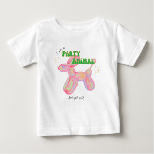 Camiseta De Bebé Cumpleaños Animal de Globo Rosa Soy la Fiesta