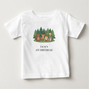 Camiseta De Bebé cumpleaños animales del bosque minimalista simple