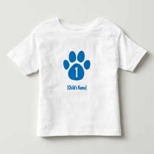 Camiseta De Bebé Cumpleaños azul de la impresión de la pata