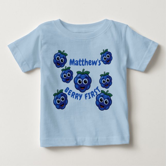 Camiseta De Bebé Cumpleaños azul del niño de primer cumpleaños 1er (Anverso)