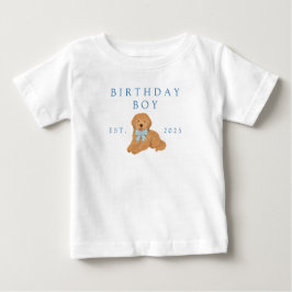 Camiseta De Bebé Cumpleaños Azul Niño Perro Golden Doodle Cumpleaño