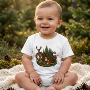 Camiseta De Bebé Cumpleaños Bebé Bosque Salvaje Uno