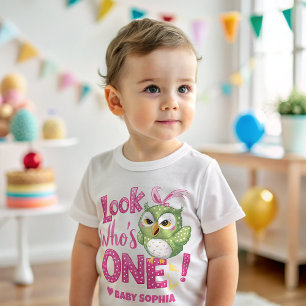 Camiseta De Bebé Cumpleaños búho 1er año