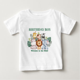 Camiseta De Bebé Cumpleaños Caprichoso de Safari de la Jungla con A