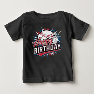 Camiseta De Bebé Cumpleaños colorido de Béisbol