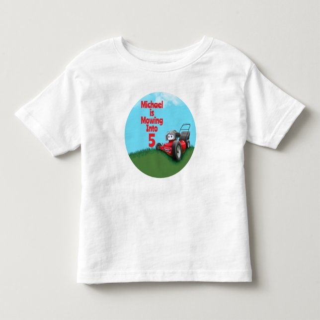 Camiseta De Bebé Cumpleaños Cortadora de Césped Personalizada (Anverso)