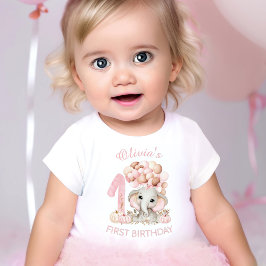 Camiseta De Bebé Cumpleaños Cute Elefante Otoño Niña