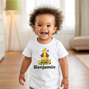 Camiseta De Bebé Cumpleaños de 1 año de camión de construcción  