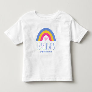 Camiseta De Bebé Cumpleaños de 3 años arcoiris nombre personalizado