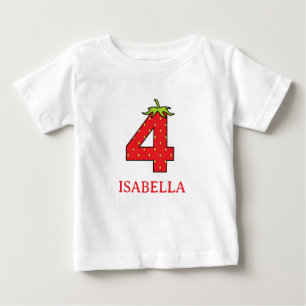 Camiseta De Bebé Cumpleaños de 4 años con tema de fresa Fiesta