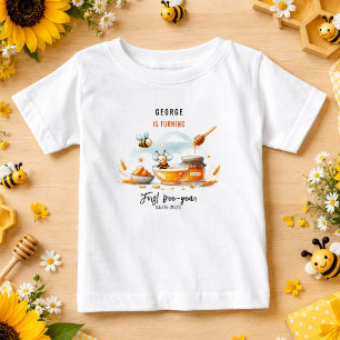 Camiseta De Bebé Cumpleaños de Abejita Amarilla y Girasol
