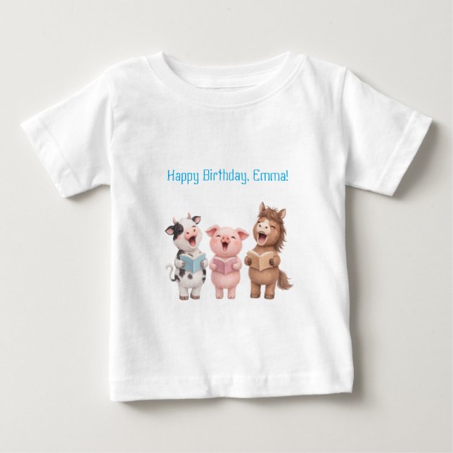 Camiseta De Bebé Cumpleaños de animal de granja (Anverso)