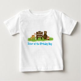 Camiseta De Bebé Cumpleaños de Animales del Bosque Rústico Hermana