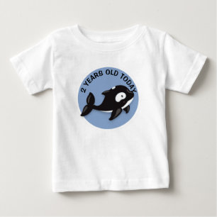 Camiseta De Bebé Cumpleaños de ballena personalizado en blanco y ne
