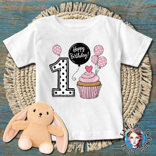 Camiseta De Bebé Cumpleaños de bebé niña 1 año