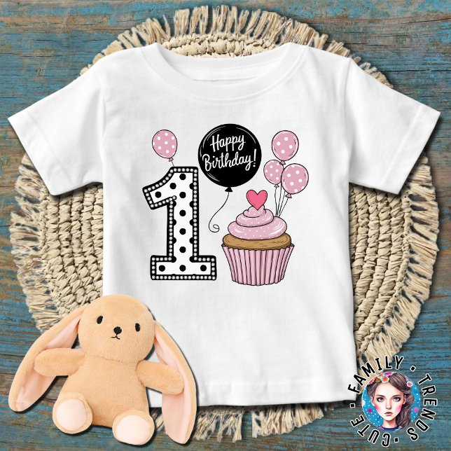 Camiseta De Bebé Cumpleaños de bebé niña 1 año (Subido por el creador)