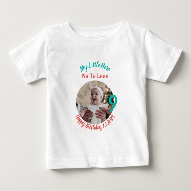 Camiseta De Bebé Cumpleaños de bebé personalizado con personalizado (Anverso)
