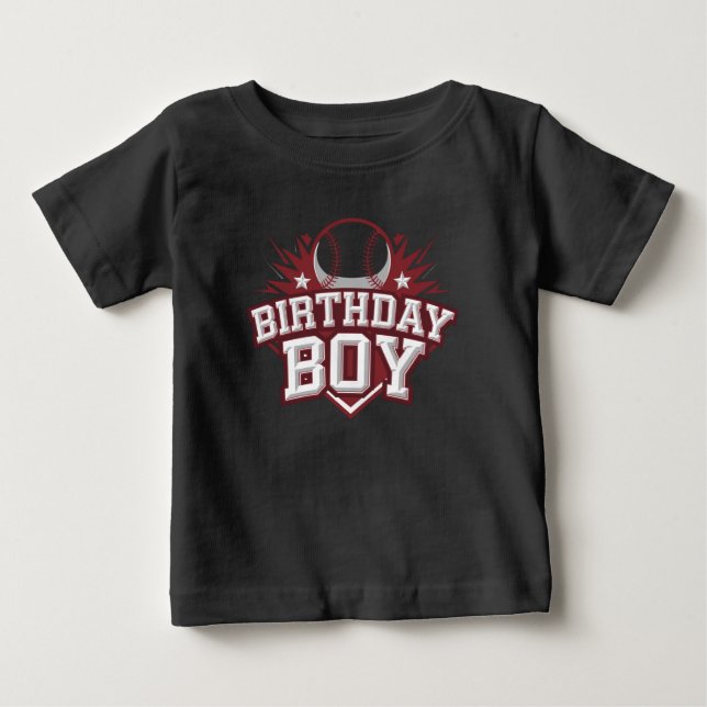 Camiseta De Bebé Cumpleaños de Béisbol Audaz (Anverso)