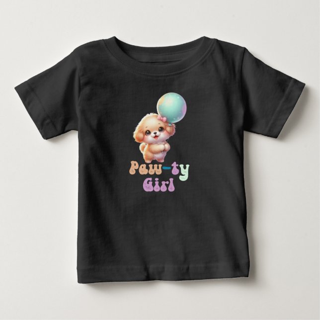 Camiseta De Bebé Cumpleaños de cachorro, vamos a Pawty (Anverso)
