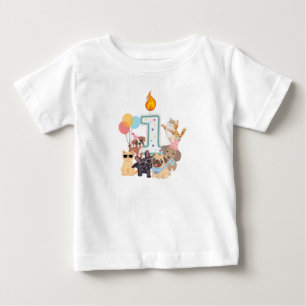 Camiseta De Bebé Cumpleaños de cachorros y gatitos niños o niñas
