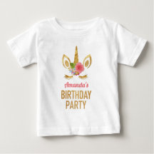 Cumpleaños de Cara de Unicornio con Brillo Dorado