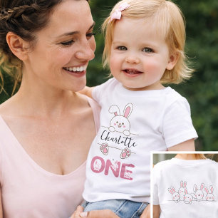 Camiseta De Bebé Cumpleaños de conejita rosa linda niña 