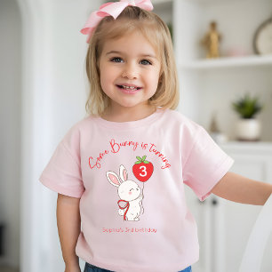 Camiseta De Bebé Cumpleaños de conejo fresa rosa Foto