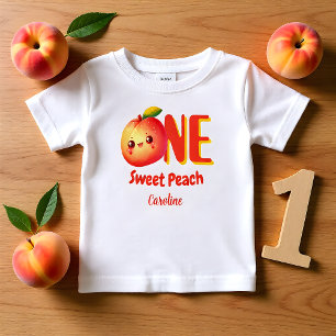 Camiseta De Bebé Cumpleaños de Cute Little Peach