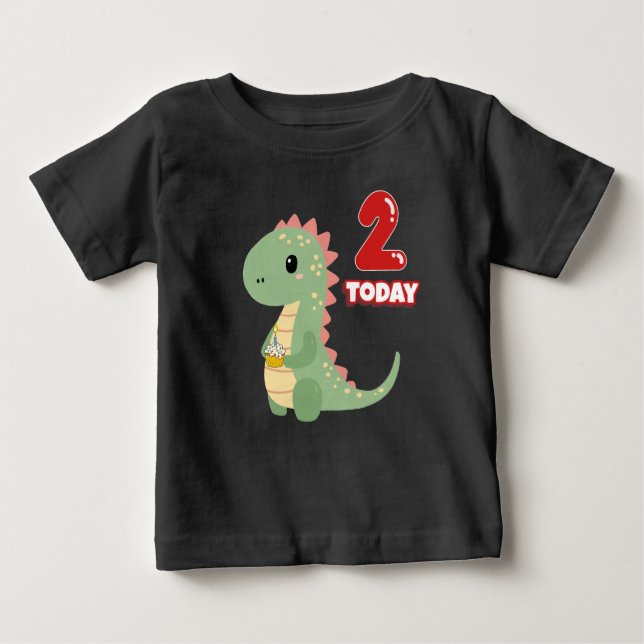 Camiseta De Bebé Cumpleaños de Dino 2 Hoy (Anverso)