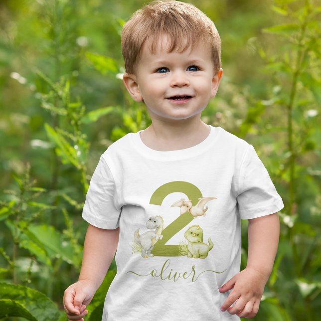 Camiseta De Bebé Cumpleaños de Dinosaurio de Acuarela para Niños (Subido por el creador)