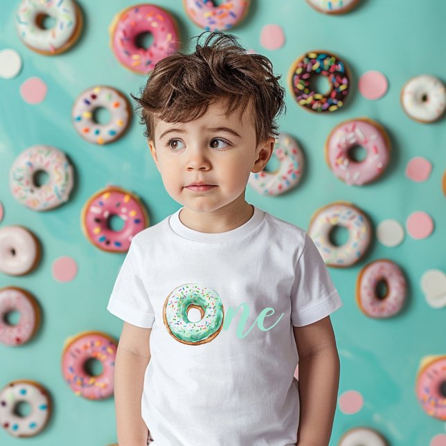 Camiseta De Bebé Cumpleaños de Donut Verde (Subido por el creador)