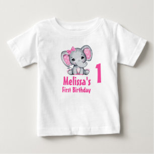 Camiseta De Bebé Cumpleaños de elefante bebé rosa lindo
