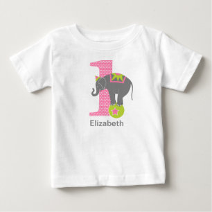 Camiseta De Bebé Cumpleaños de Elefante de Circo Rosa